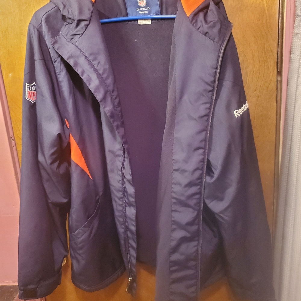 Chicago Bears Reebok NFL Authentic OnField Full Zip Hooded Blue Jacket Large